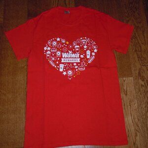 WAWA REWARDS DOUBLE SIDED RED GILDAN T-SHIRT SZ SMALL
